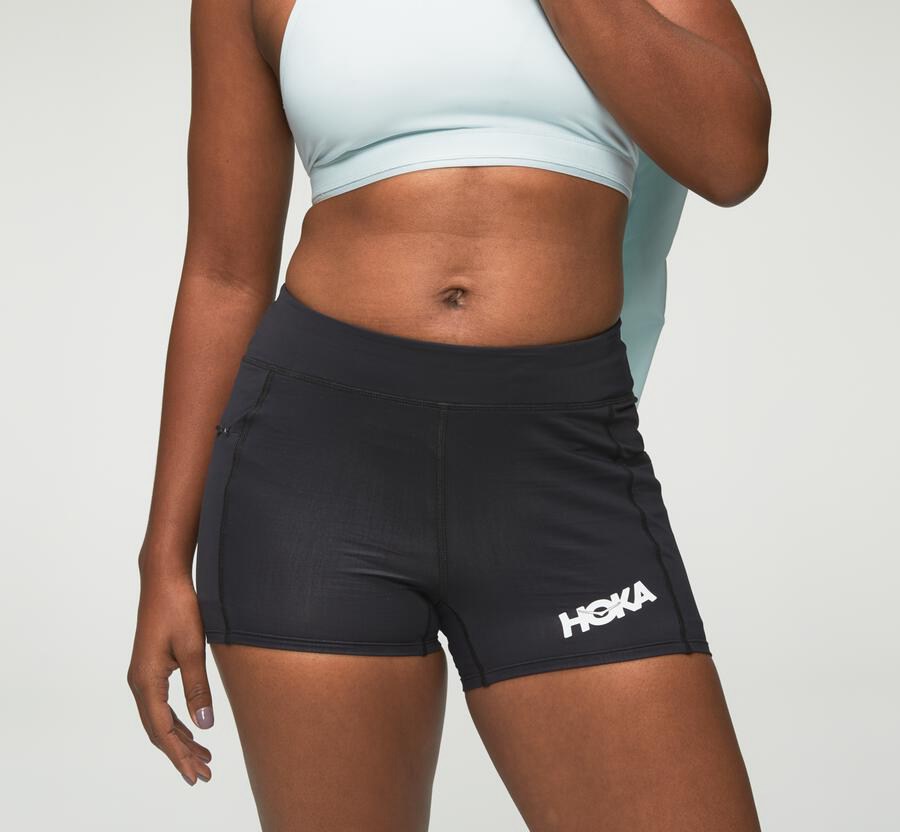 Hoka One One Womens Shorts - Performance Knit - Black - TDBF70325